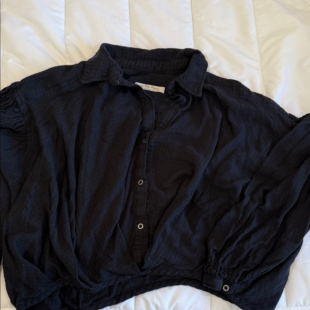We the Free oversized black Button-Up Blouse
